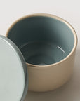 Stoneware box blue open