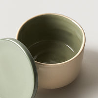 Stoneware box green open