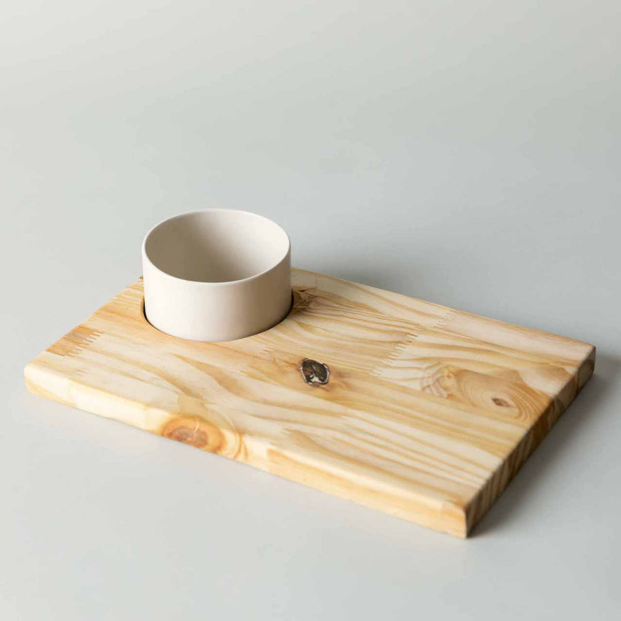 Wood Platter with Cup