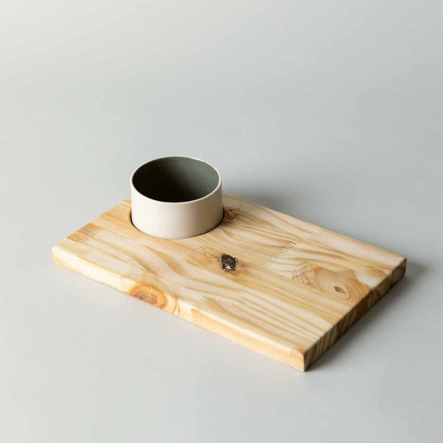 Wood Platter with Cup